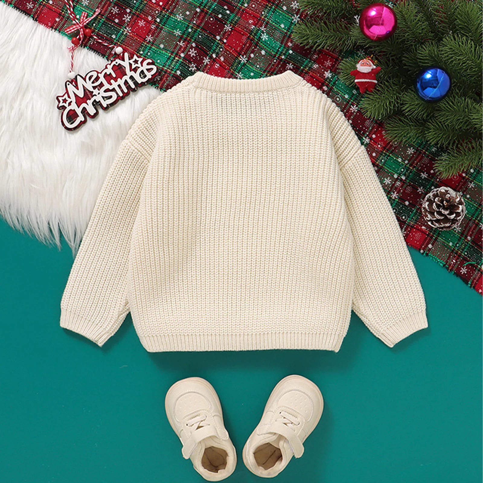 Jersey punto bebé con bordado de alces navideños - imagen 3
