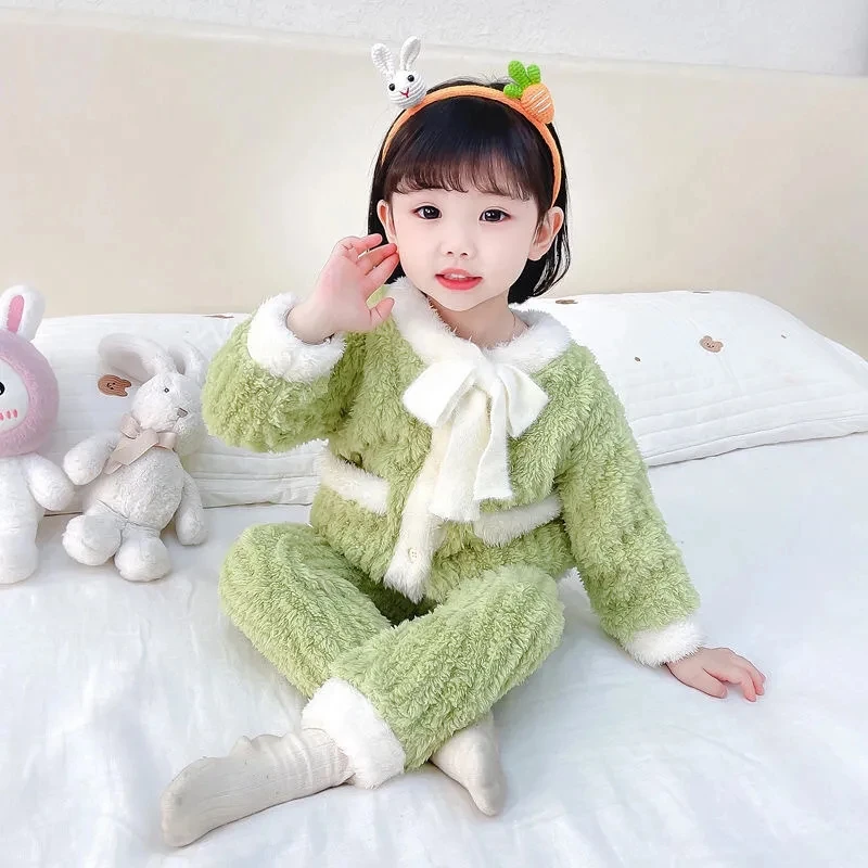 Conjunto de pijama infantil de franela, pantalón y parte superior
