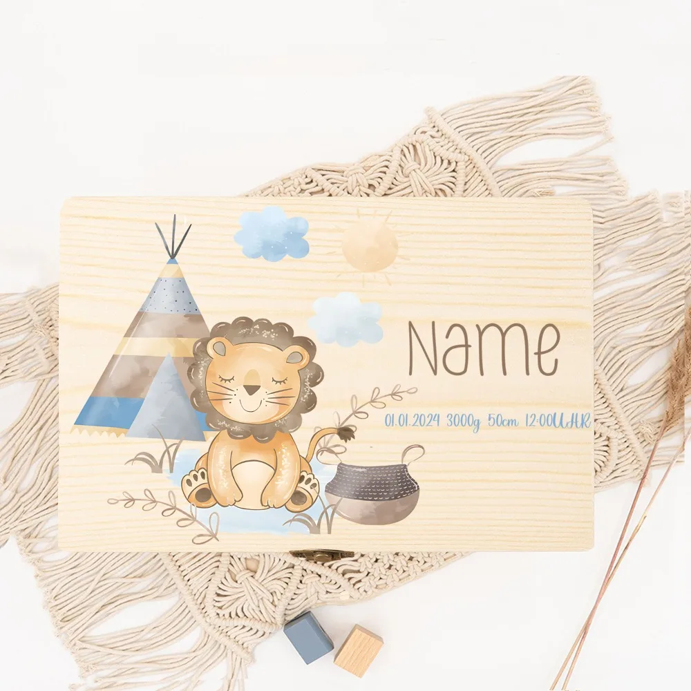 Caja de recuerdos para bebé personalizada en madera natural premium - imagen 3