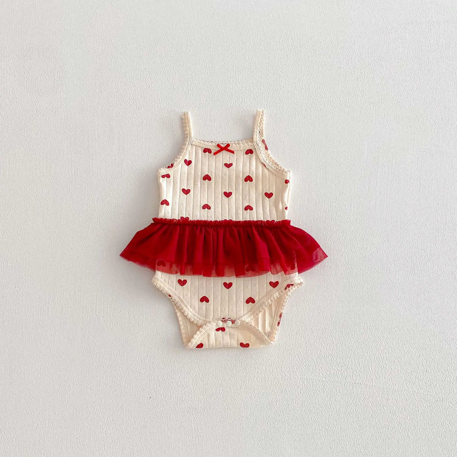 Body con estampado de corazón estilo coreano