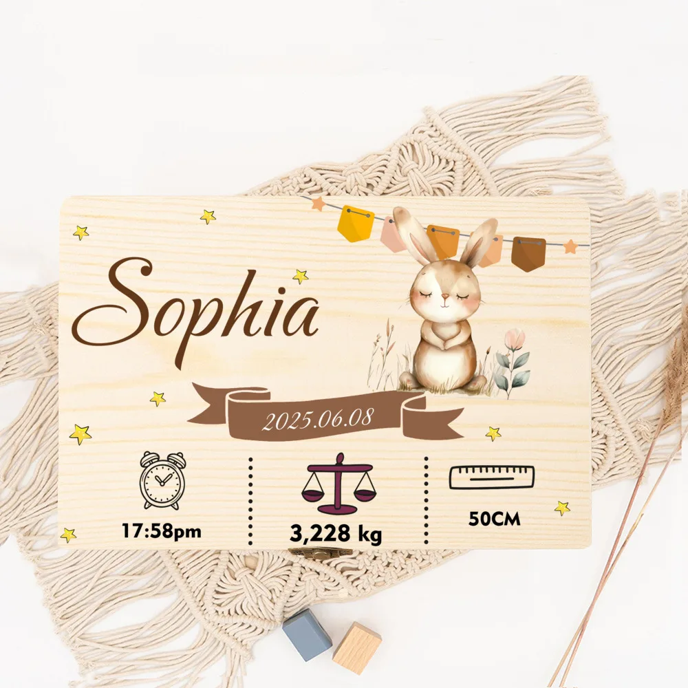 Caja de recuerdos de madera para bebé - Regalo de bautizo personalizado - imagen 3