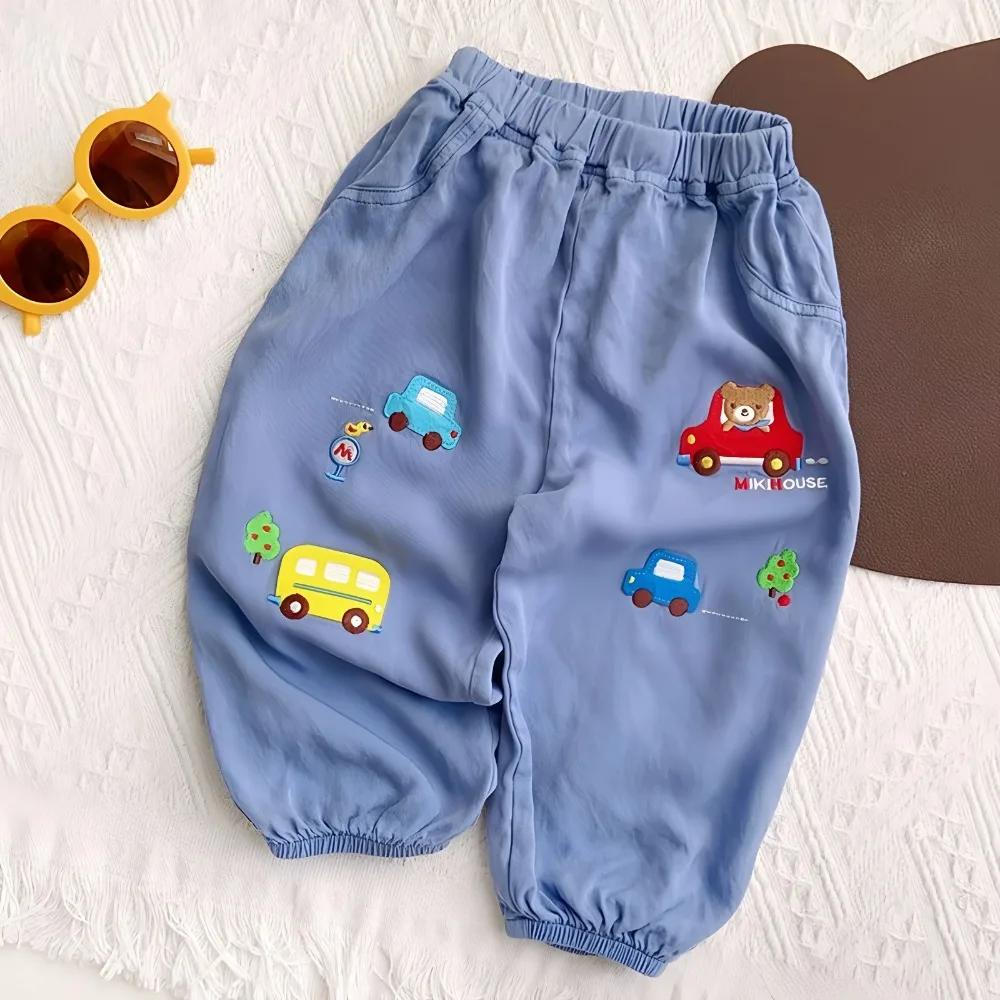 Pantalones antimosquitos harem holgados bordados para bebé verano