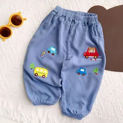 Pantalones antimosquitos harem holgados bordados para bebé verano
