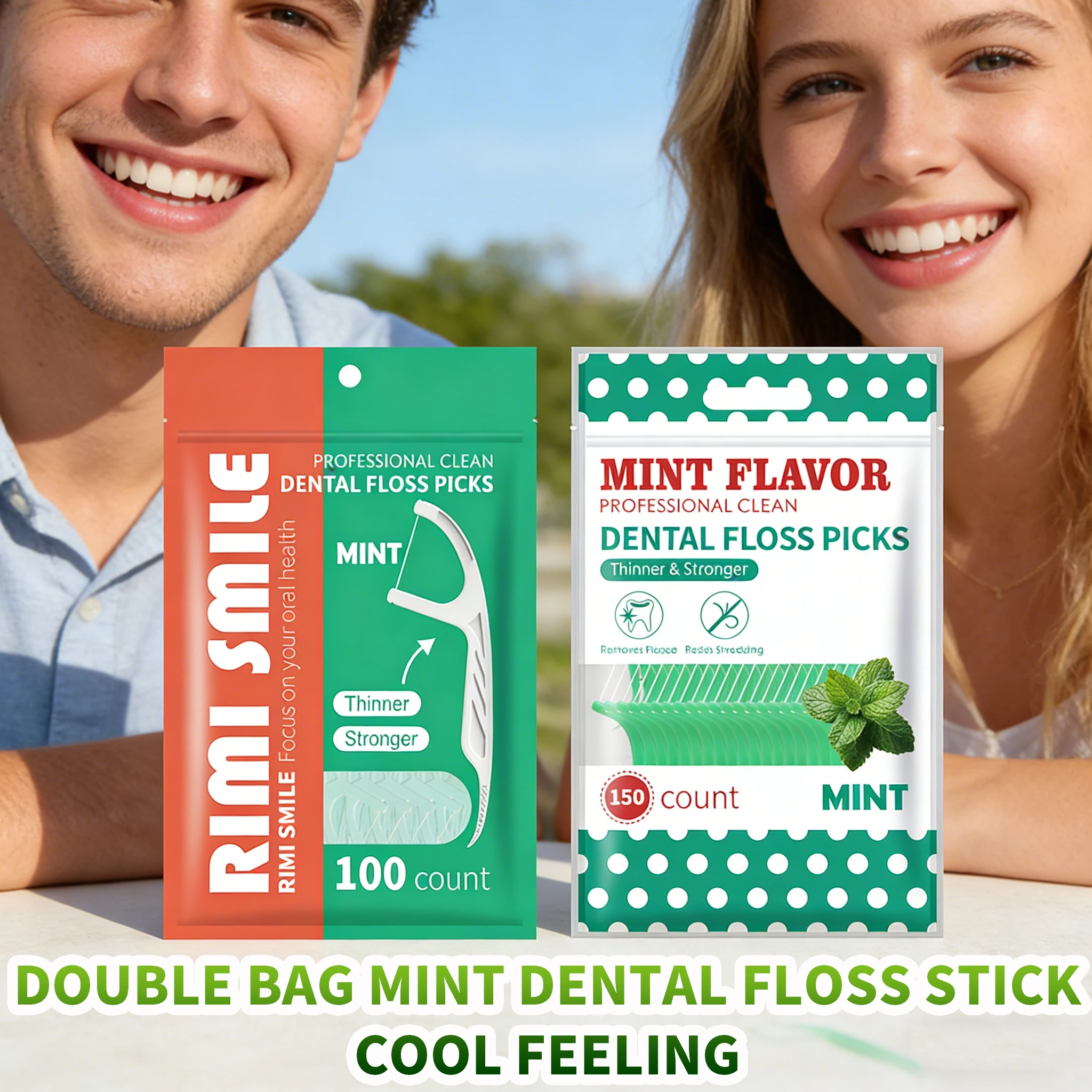 Palillos de hilo dental desechables con sabor a menta