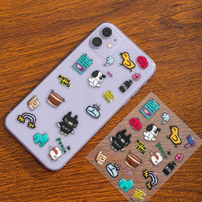 Pegatinas decorativas de perrito pintadas a mano estilo INS - imagen 4