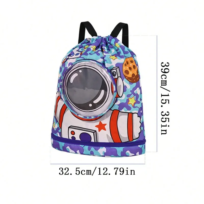 Mochila de playa infantil con cordón y compartimento para calzado