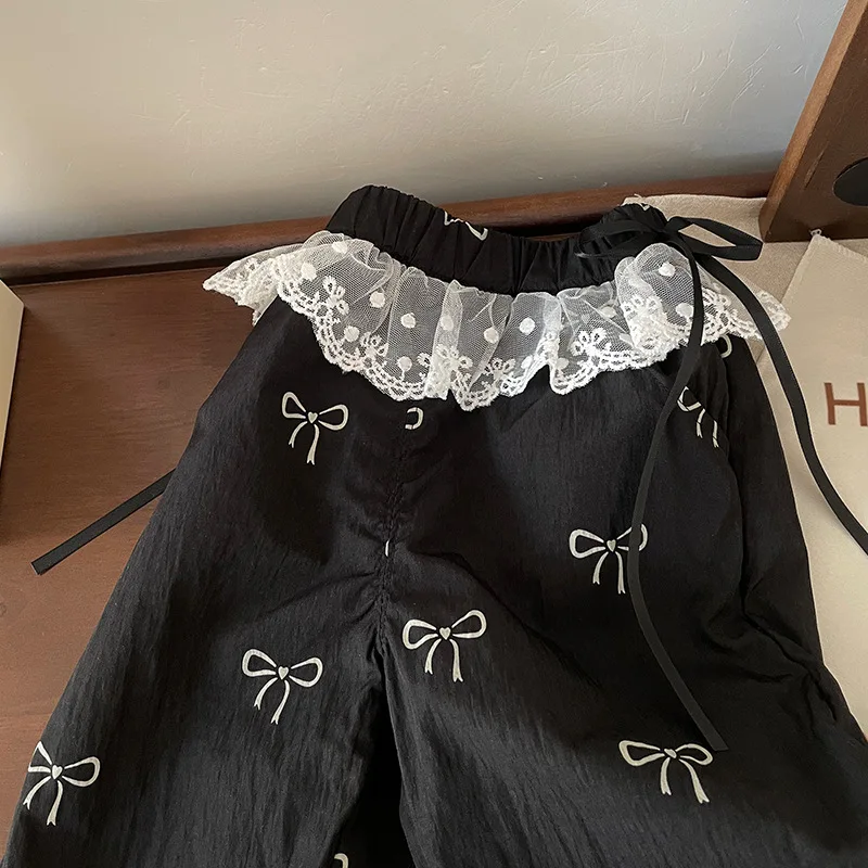 Pantalones de encaje sueltos con lazo infantil unisex - imagen 3