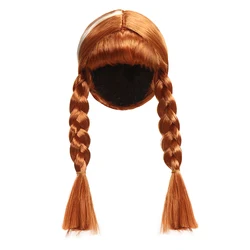 Peluca infantil de cosplay rojo anaranjado con flequillo y coletas