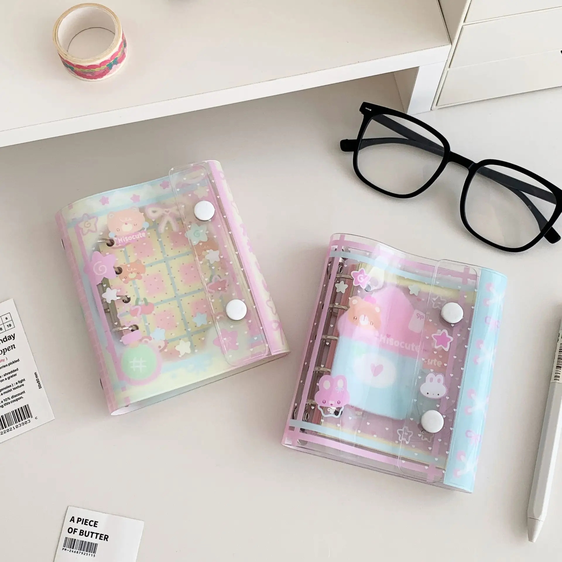 Cuaderno carpeta kawaii con papel de repuesto, mini agenda oso - imagen 5