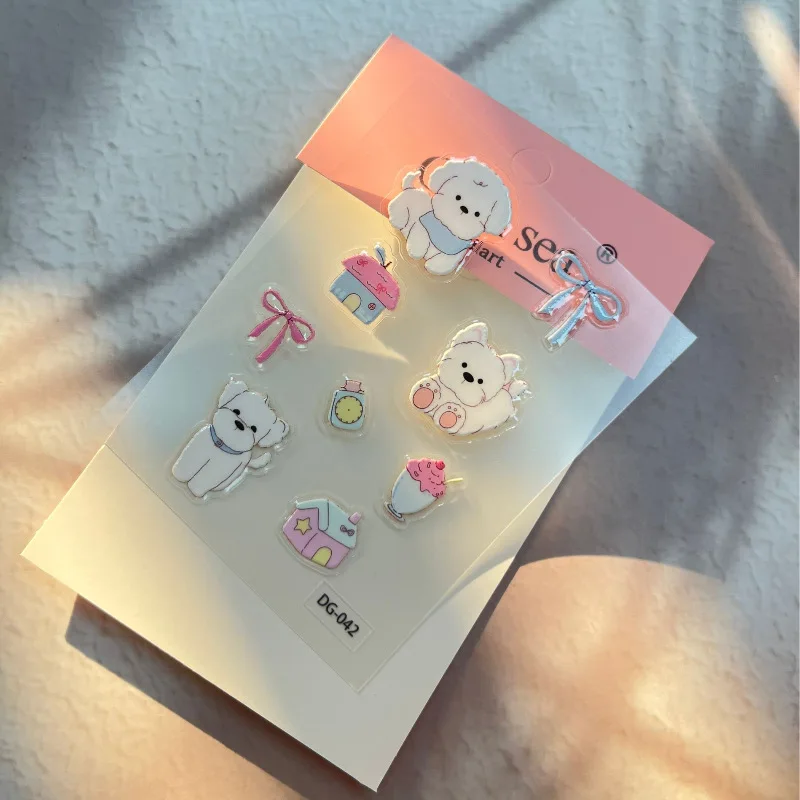 Pegatinas impermeables de perro adorable con lazo para decorar - imagen 4