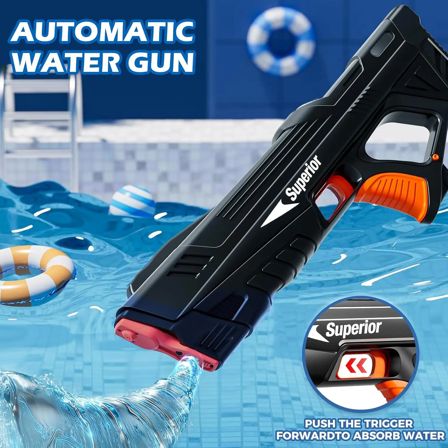 Pistola de agua eléctrica con chorro automático para fiestas - imagen 4