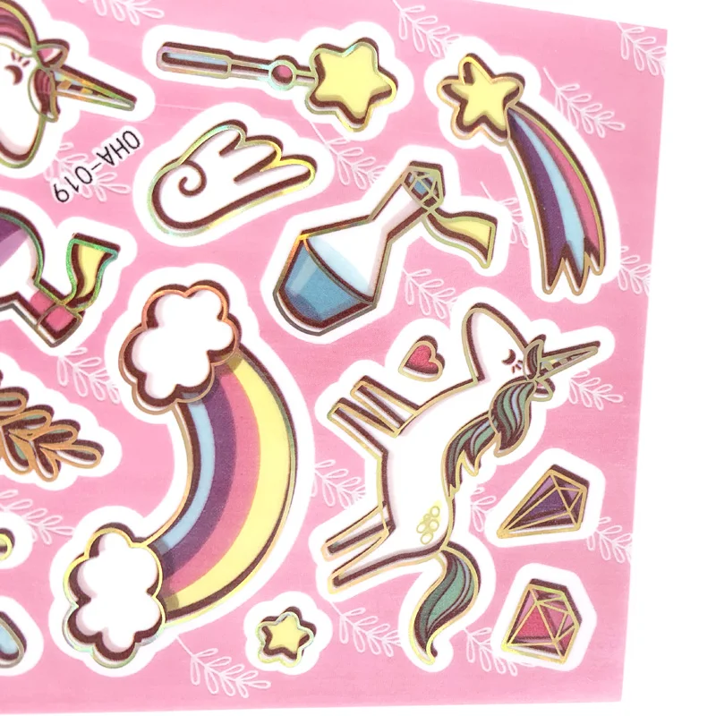 Pegatinas Kawaii de PVC brillante transparentes para niños con unicornio - imagen 4