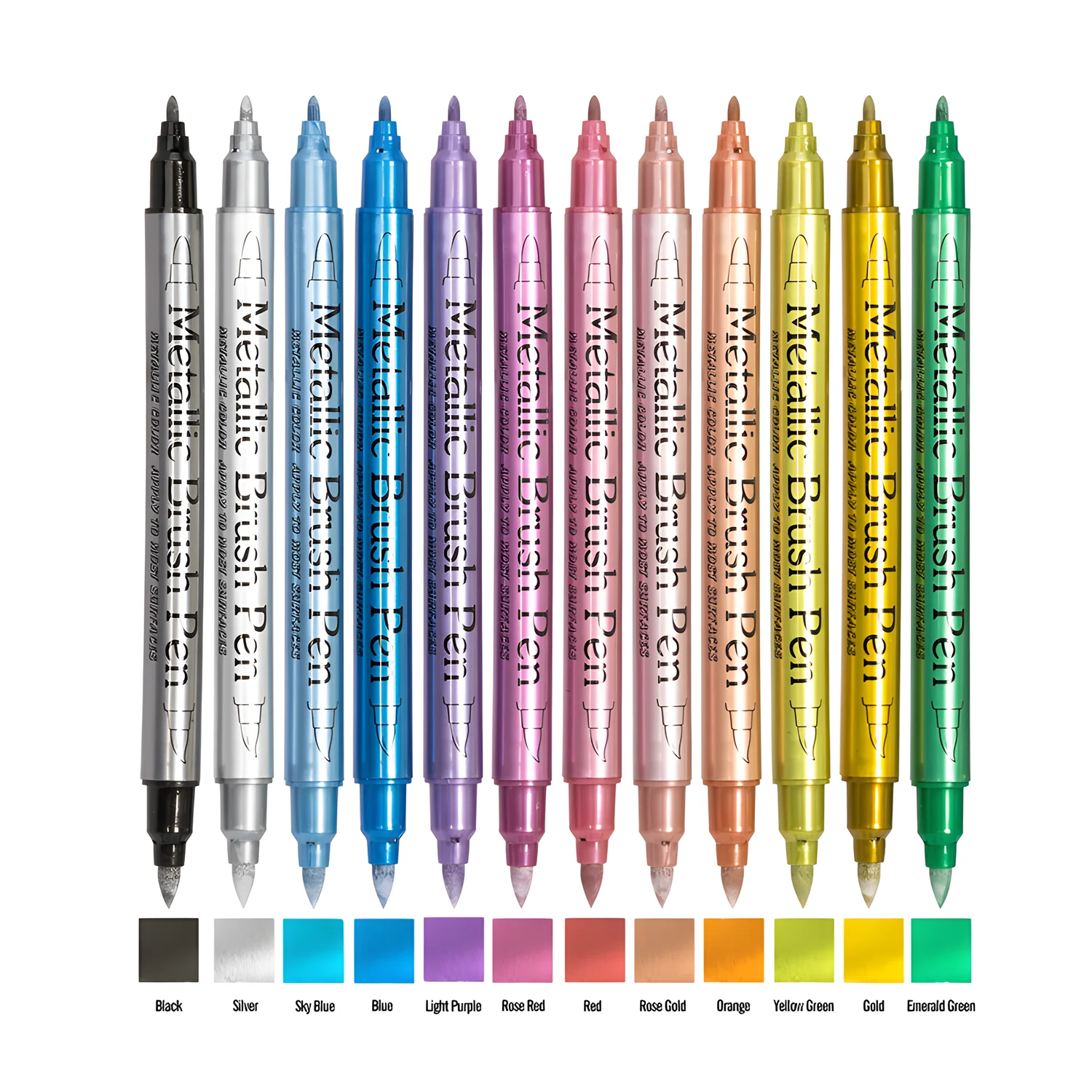 Rotuladores acrílicos metálicos de doble punta para niños – 12 colores - imagen 2
