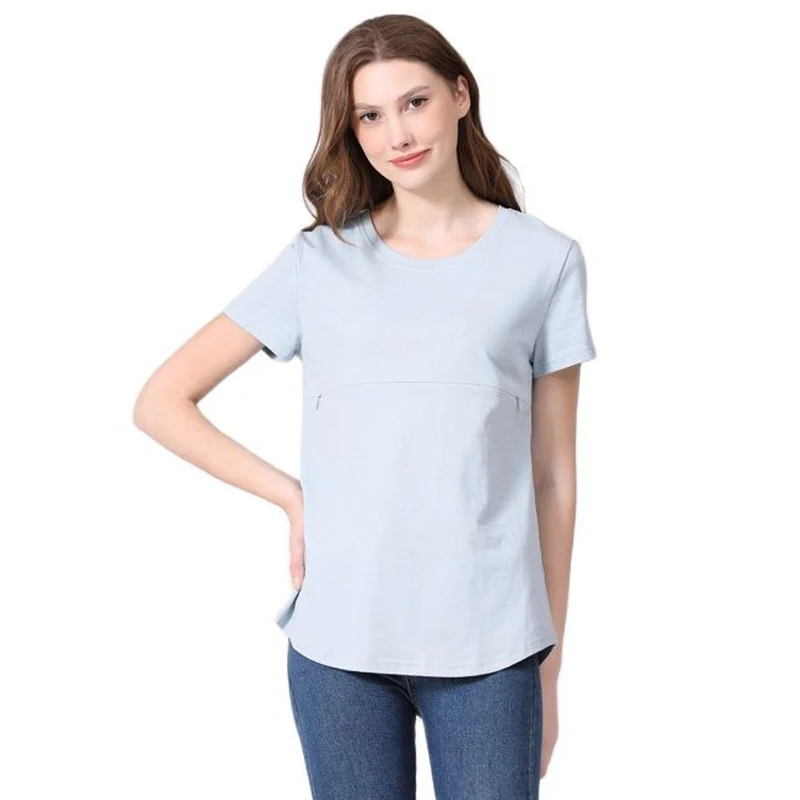 Camiseta de lactancia y maternidad en algodón con abertura lateral