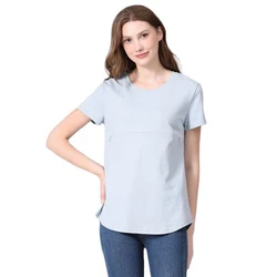 Camiseta de lactancia y maternidad en algodón con abertura lateral