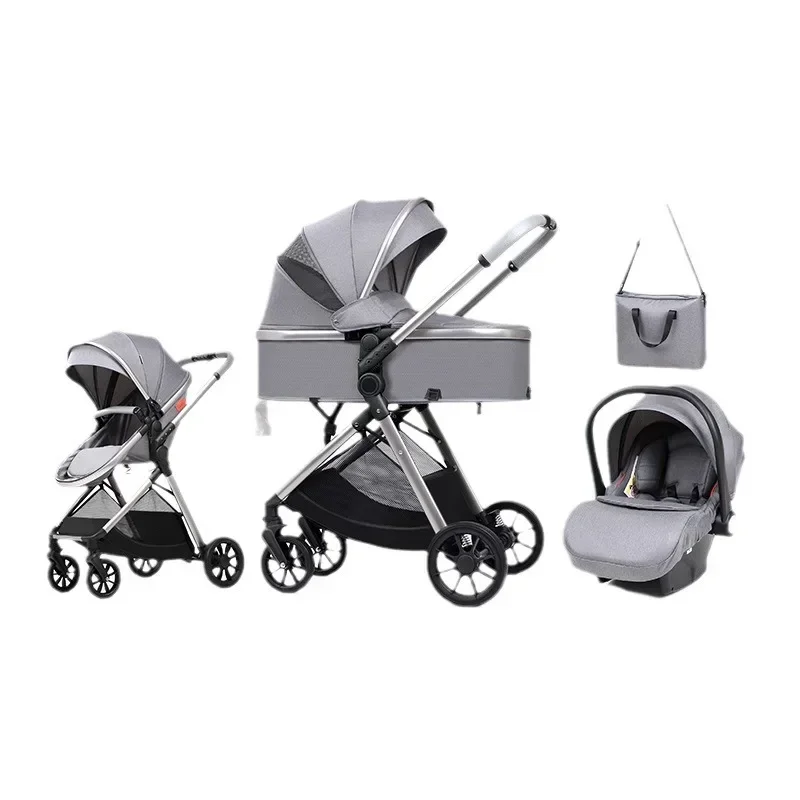 Cochecito de bebé con asiento de coche y bolso para mamá plegado fácil - imagen 4