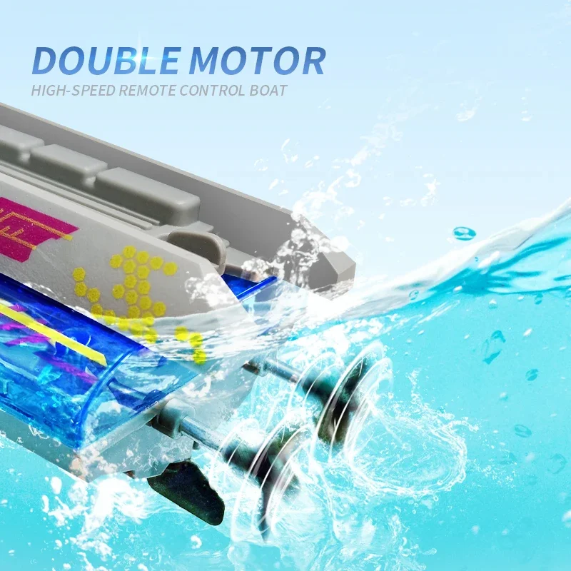 Barco RC impermeable acrobático de alta velocidad con luces - imagen 4