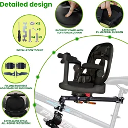 Asiento infantil delantero para bicicleta 360° giratorio con cinturón
