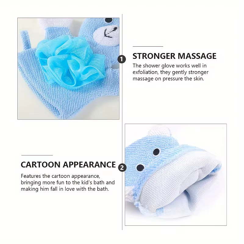 Guantes de baño para niños con diseño de animales - imagen 3