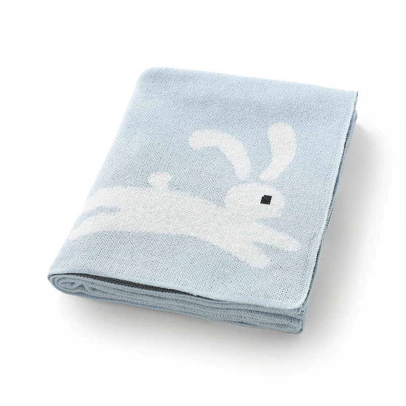 Manta de punto algodón para recién nacido con estampado conejo - imagen 4