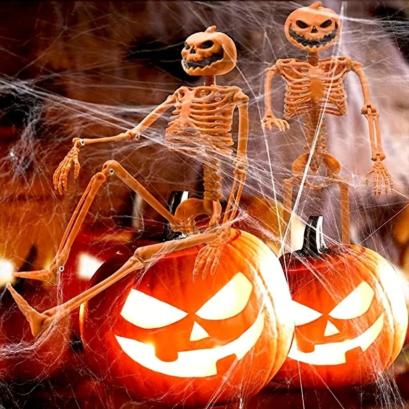 Decoración esqueleto de calabaza de Halloween con articulaciones posables - imagen 5