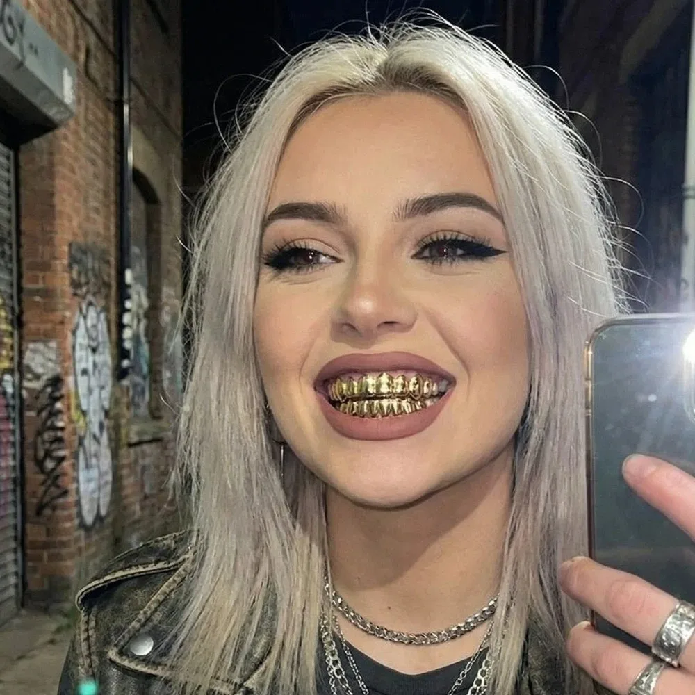 Grills dentales de cobre ecológico con acabado brillante antideslizante