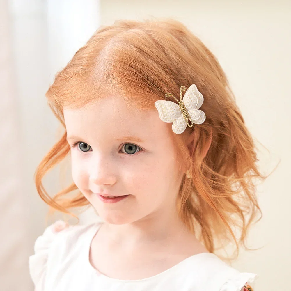 Pinzas mariposa lana trenzada niña – Accesorios cabello hechos a mano - imagen 5