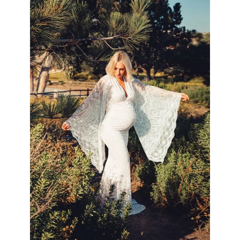 Vestido premamá blanco para sesiones fotográficas de embarazo - imagen 2