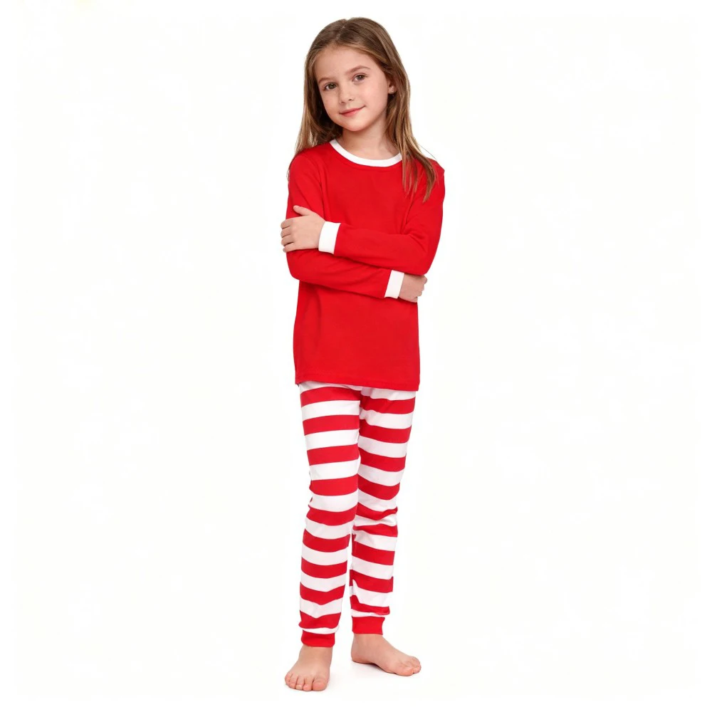 Pijama Navidad rayas top rojo para niños y niñas - imagen 4