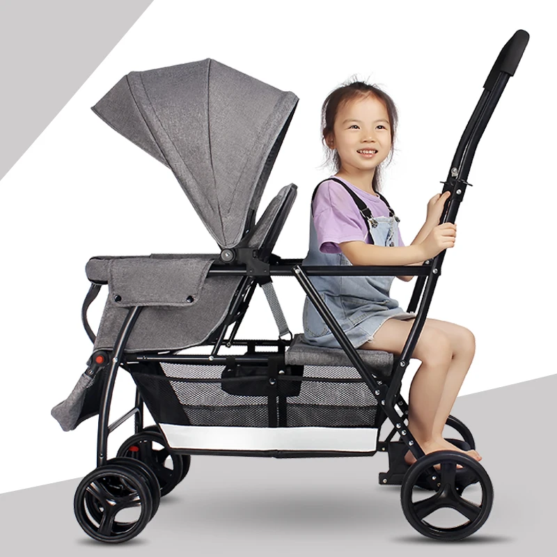 Twin Baby carrito gemelar con reclinado infinito y cesta grande - imagen 4