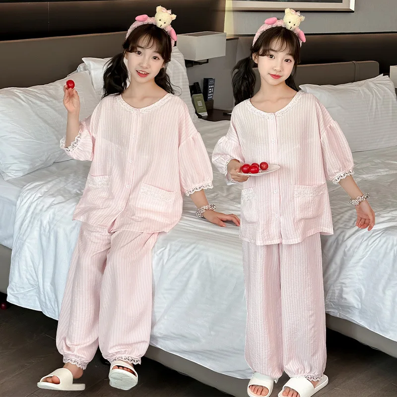 Conjunto de pijama princesa con encaje rosa para niña - imagen 2