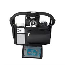 Bolsa de pañales Doona para cochecito, impermeable negra portátil