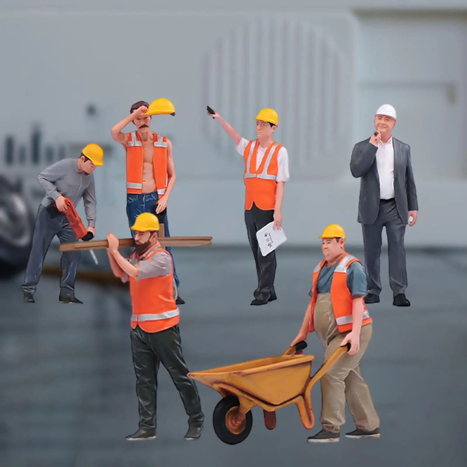Figuras trabajadores de construcción en resina para casas de muñecas - imagen 2
