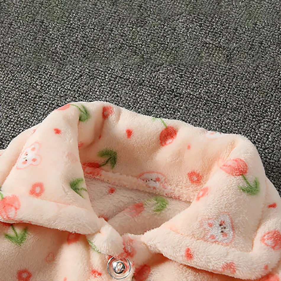 Pijamas de franela Coral manga larga con dibujos animados para invierno - imagen 4