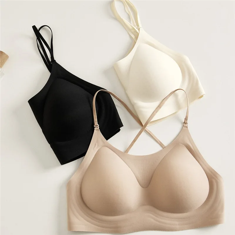 Sujetador sin espalda rosa invisible con tiras cruzadas push-up - imagen 5