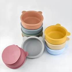Cuenco de silicona para bebé con ventosa y aprendizaje de comida