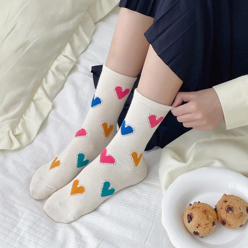 Calcetines térmicos para niña con corazones tiernos