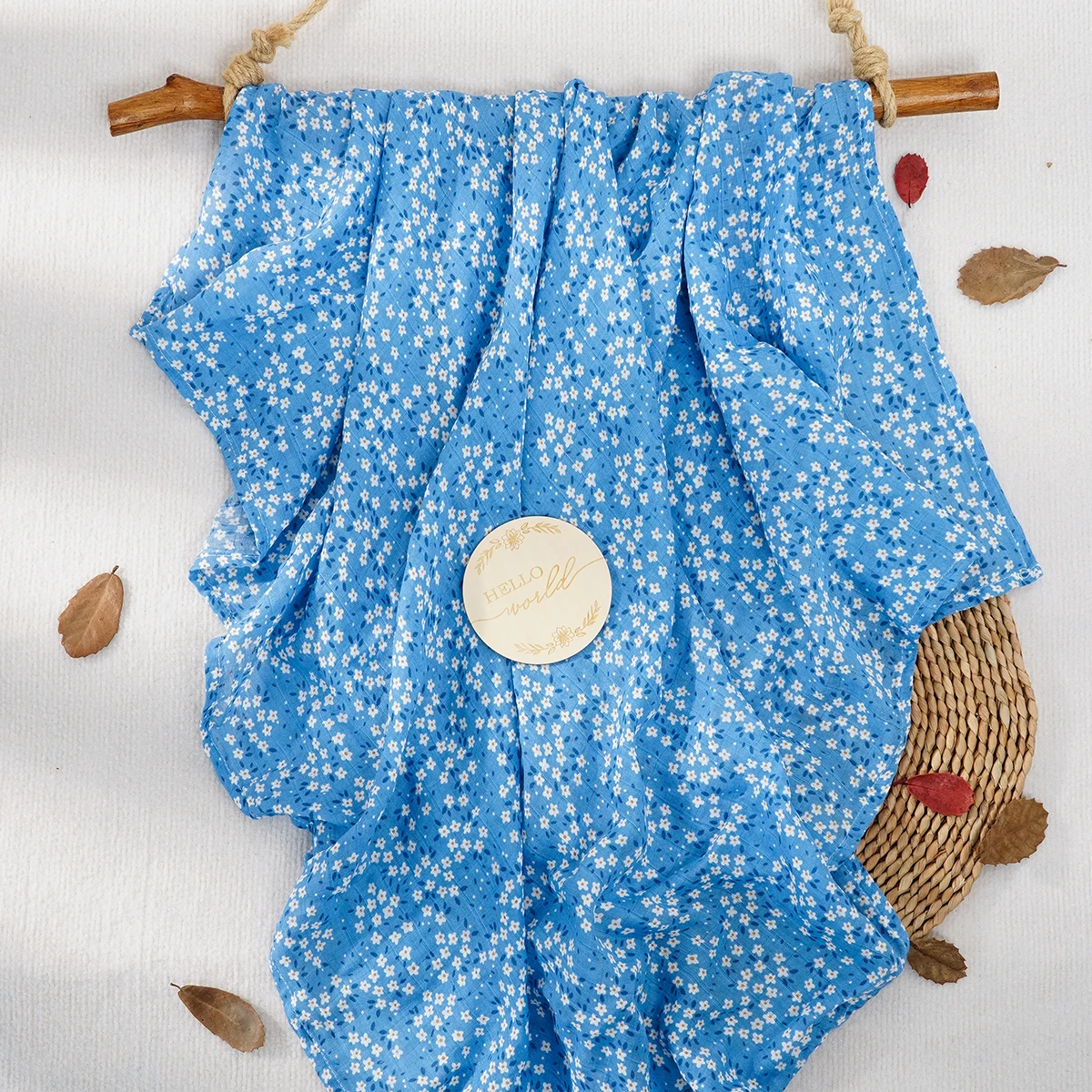 Detalle del estampado popular de la manta de muselina Elinfant