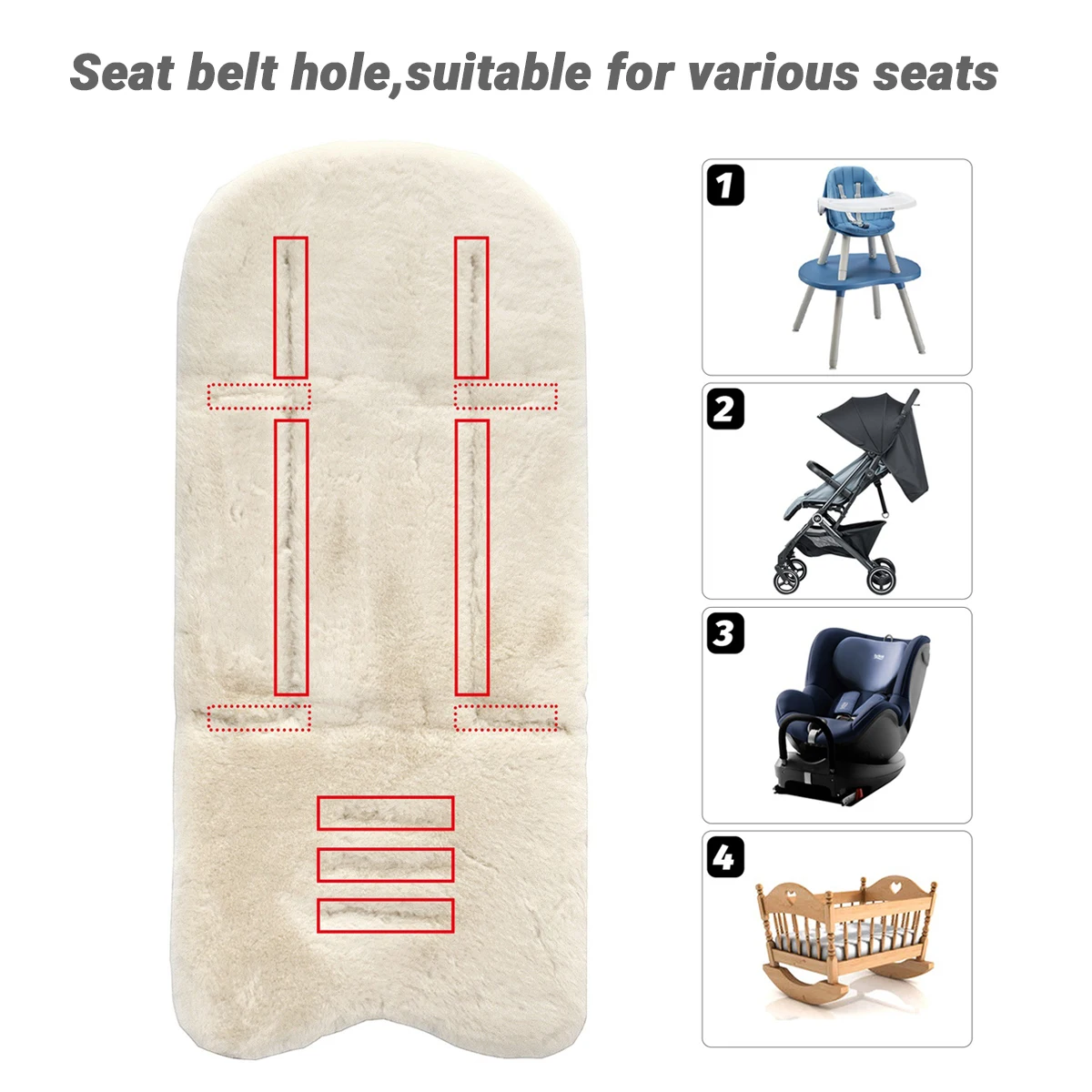 Cojín de asiento suave para cochecito de bebé – Confort invierno - imagen 2