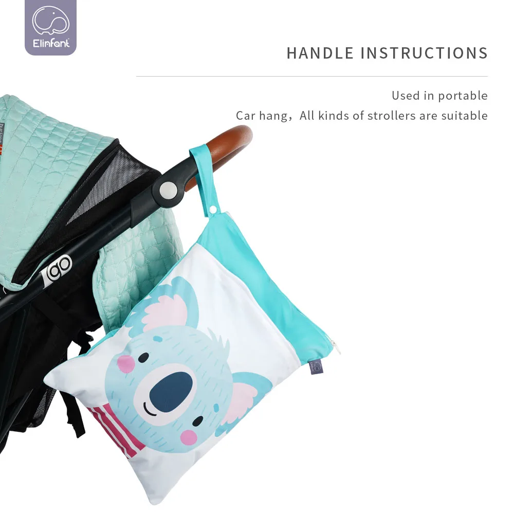 Elinfant bolsa de pañales impermeable con asa y cierre estanco para bebé - imagen 5