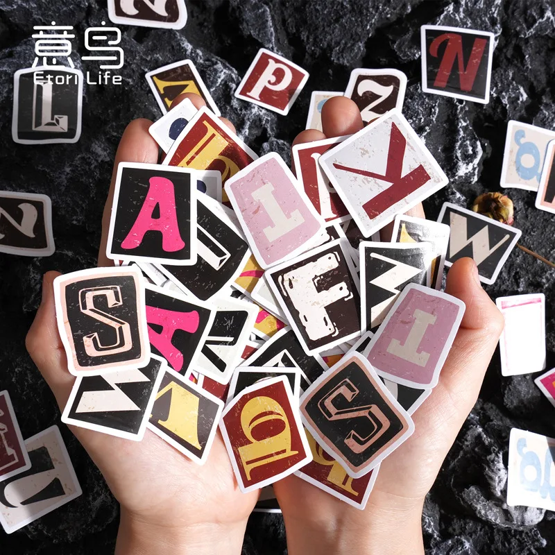 Pegatinas de letras vintage para álbum de recortes y manualidades
