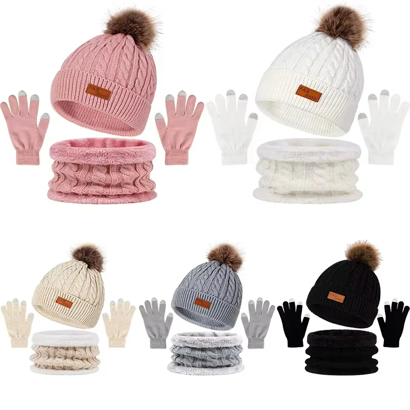 Invierno niña: gorro, bufanda y guantes con pompon pelo sintético - imagen 5