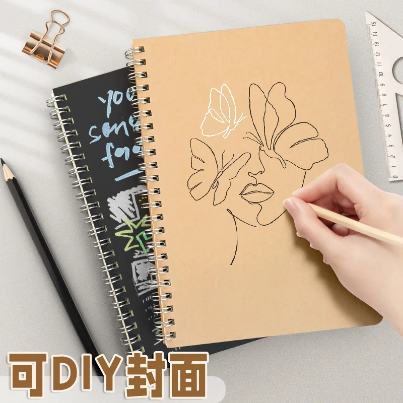 Cuaderno escolar retro kraft con espiral de encuadernación