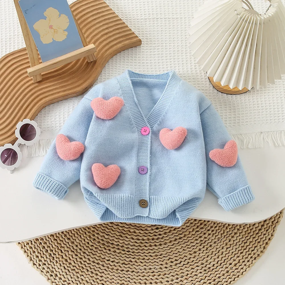 Conjunto de punto para niña con suéter de corazones y falda de tul - imagen 3
