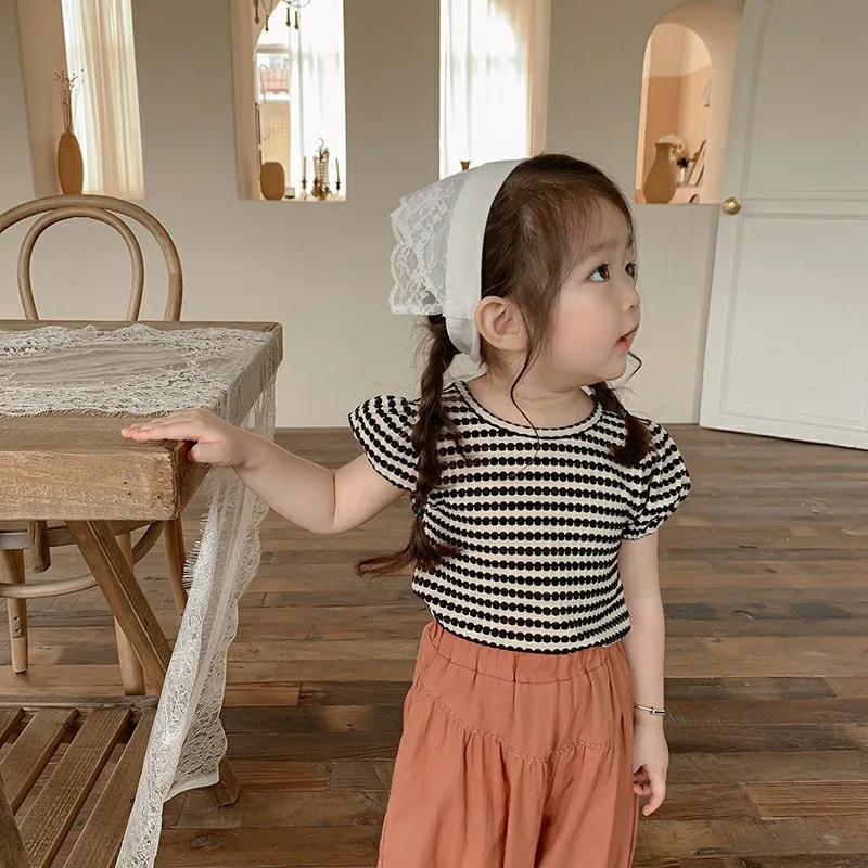 Camisa vintage de rayas para niñas con lazo y espalda descubierta - imagen 3