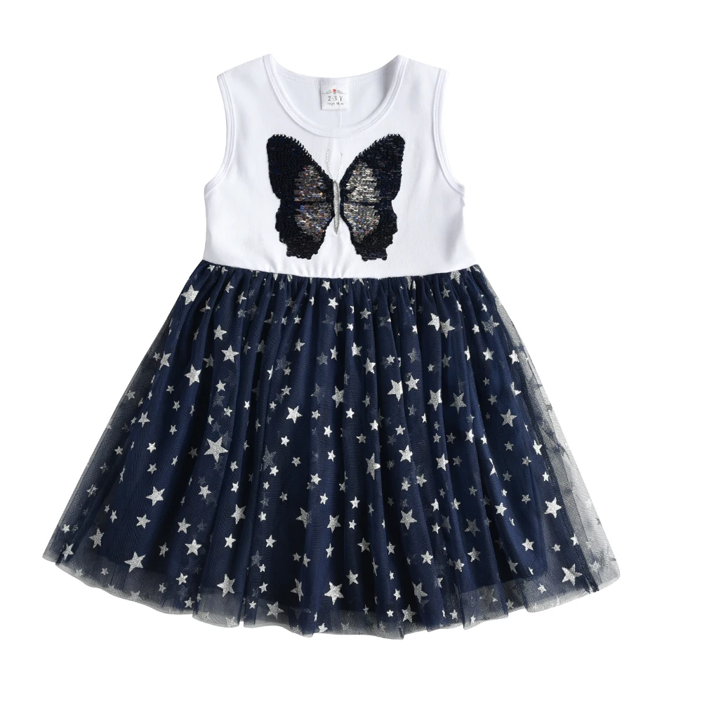 DXTON vestido de princesa sin mangas con tul y lentejuelas mariposa