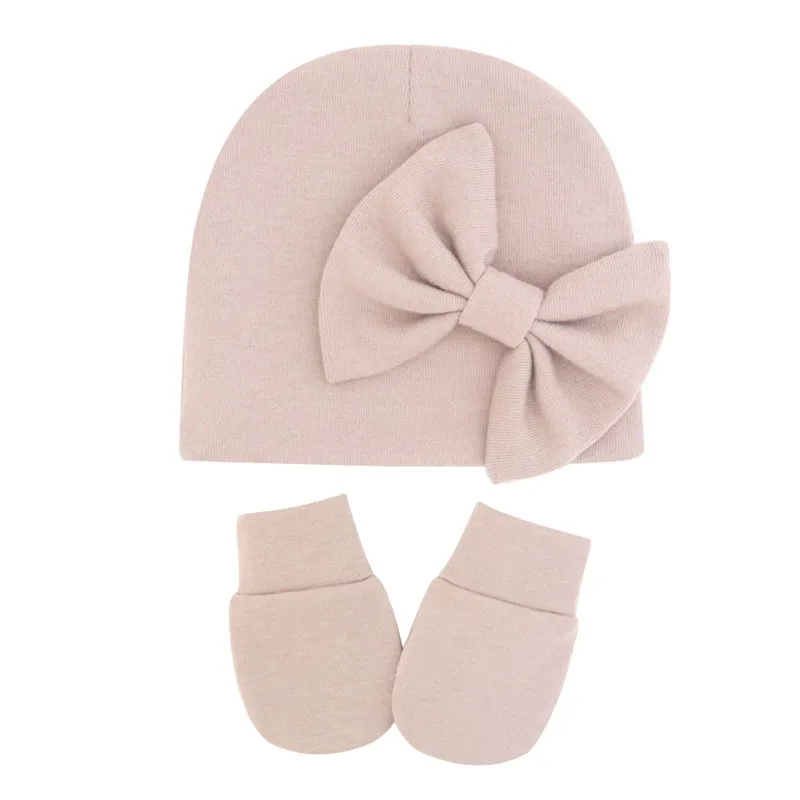 Gorro recién nacido con guantes de algodón y lazo de princesa - imagen 5