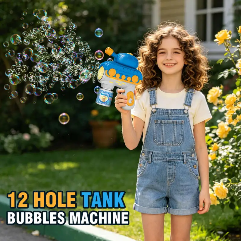 Pistola de burbujas eléctrica con luces, juguete portátil infantil - imagen 3