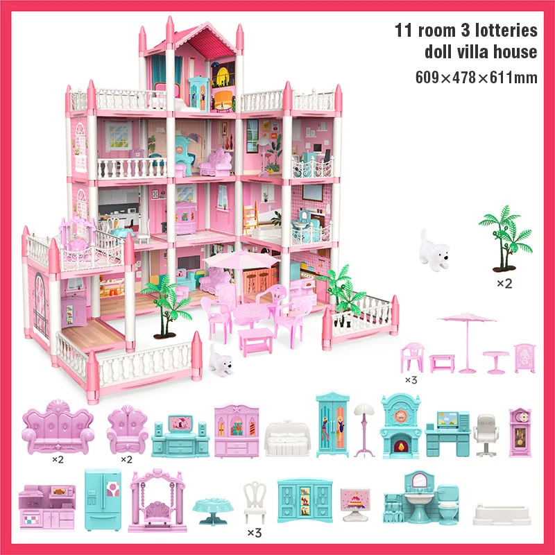 Casa de muñecas grande 3D para montaje con castillo princesa - imagen 4