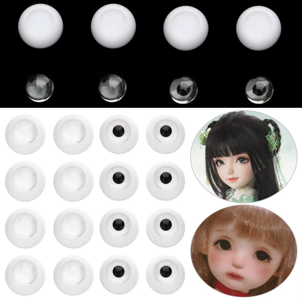 Ojos acrílicos adhesivos para muñecos – Transparente y negro - imagen 2